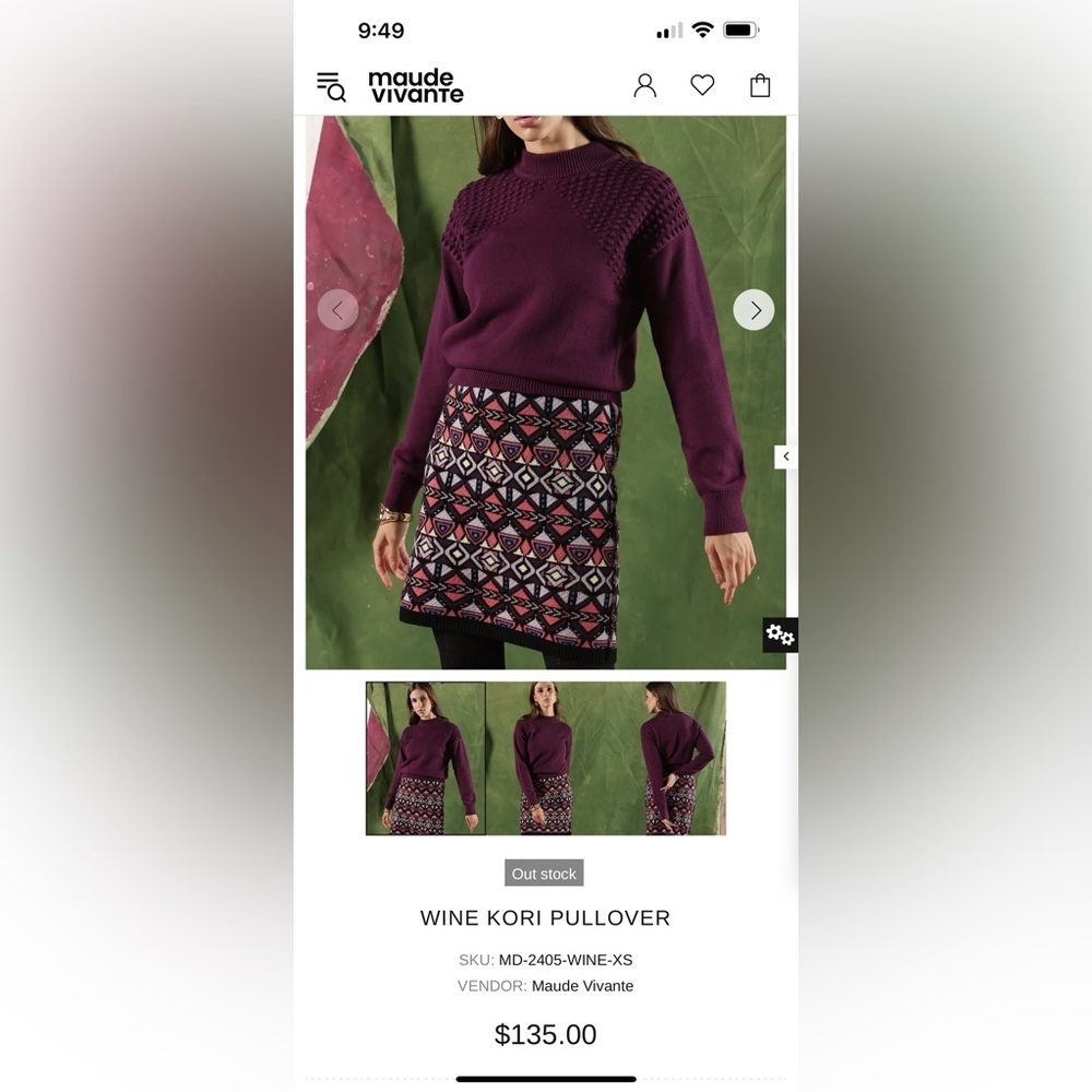 Maude Vivante Sweater Size Extra Small